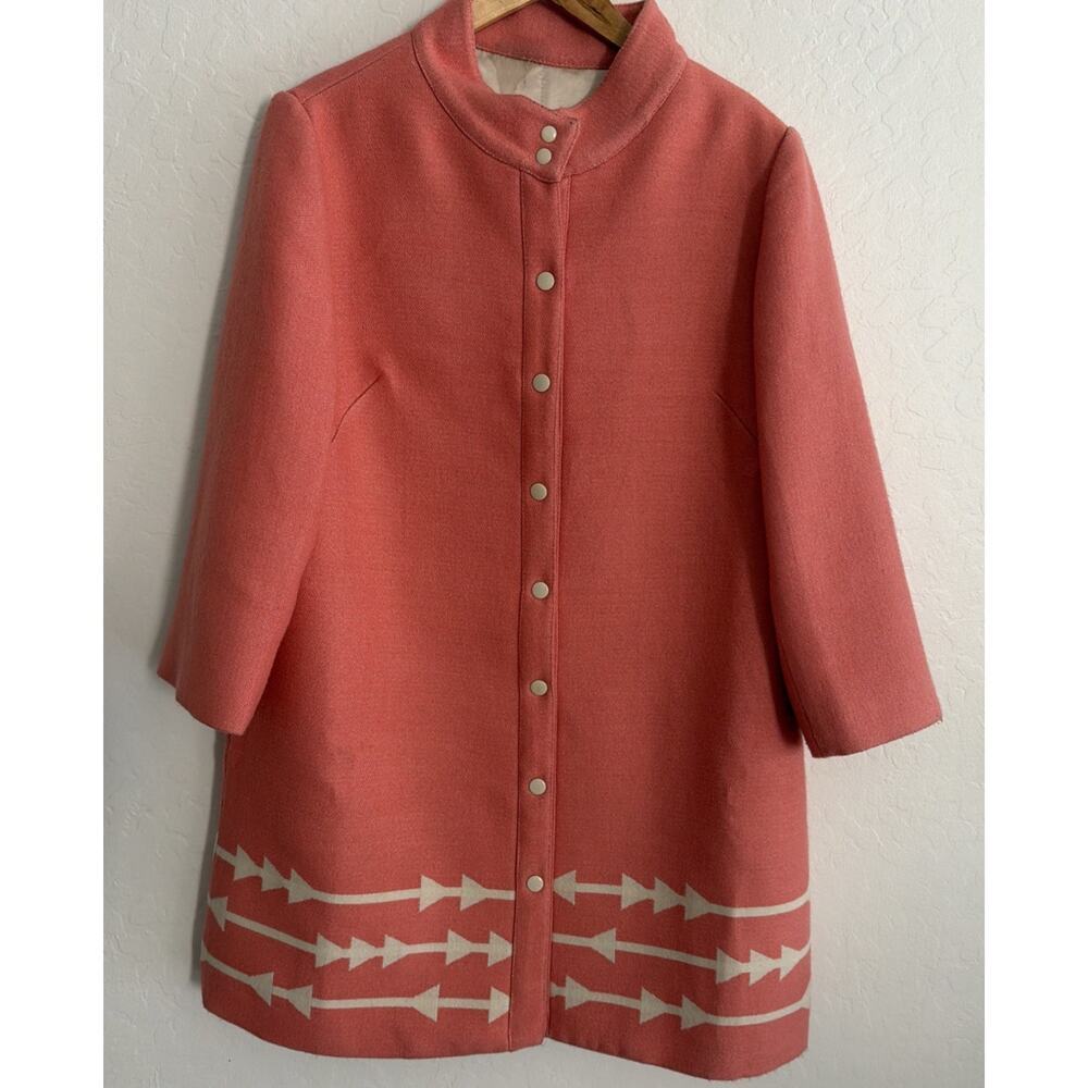 Anthropologie Lauren Moffatt L Eastward Coral Wool Blend Lined Coat Retro